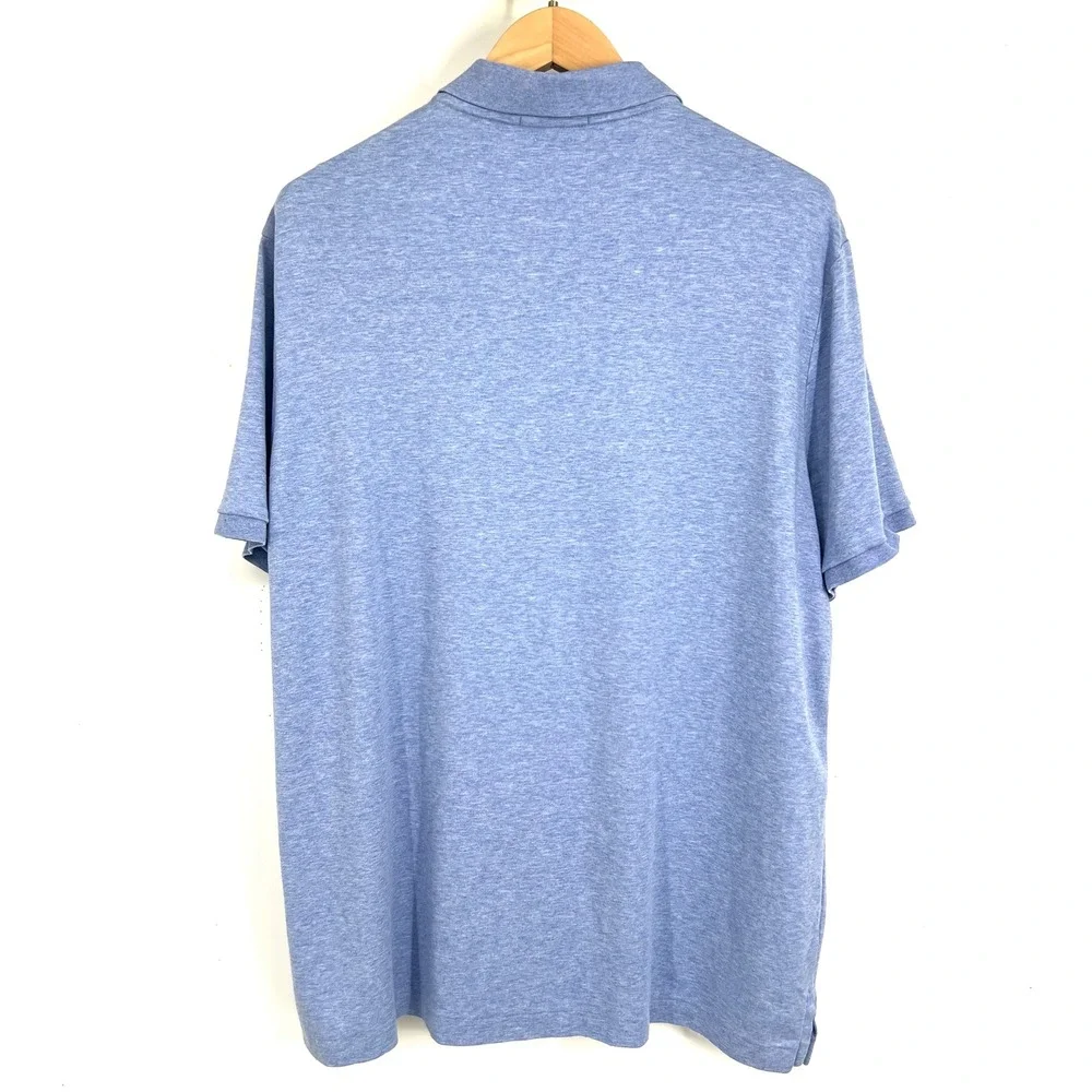 Polo Ralph Lauren Mens XL Classic Fit Blue Heathered Cotton Polo Shirt‎ Red Pony